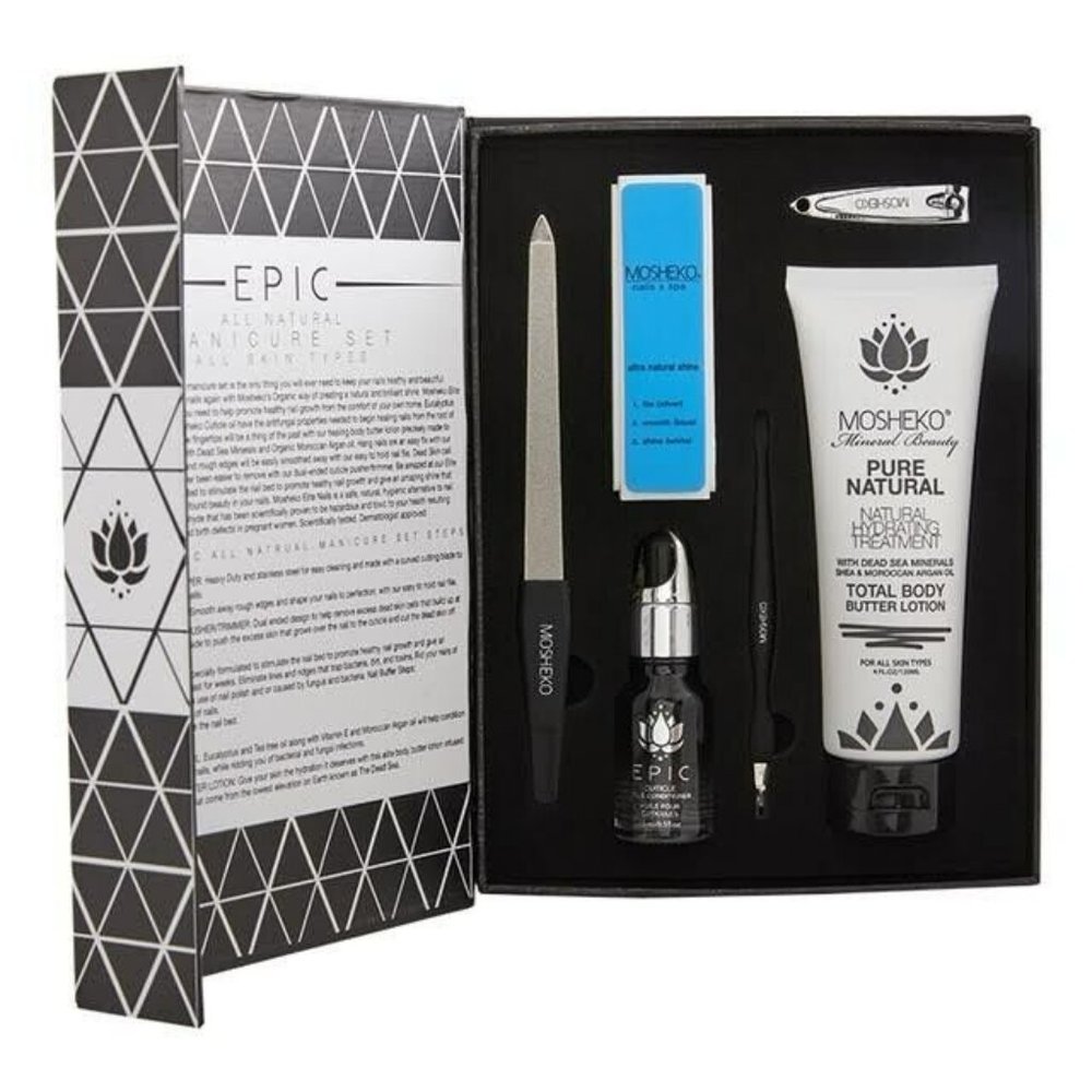 Mosheko Epic All Natural Manicure Set Dead Sea Minerals Argan Oil NIB